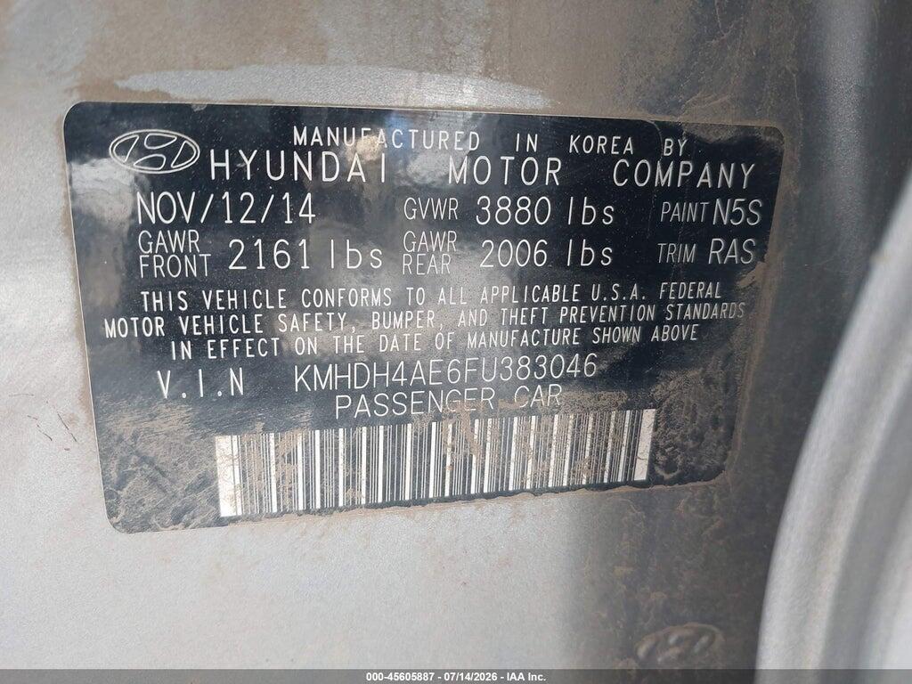 KMHDH4AE6FU383046 2015 HYUNDAI ELANTRA photo no. 9