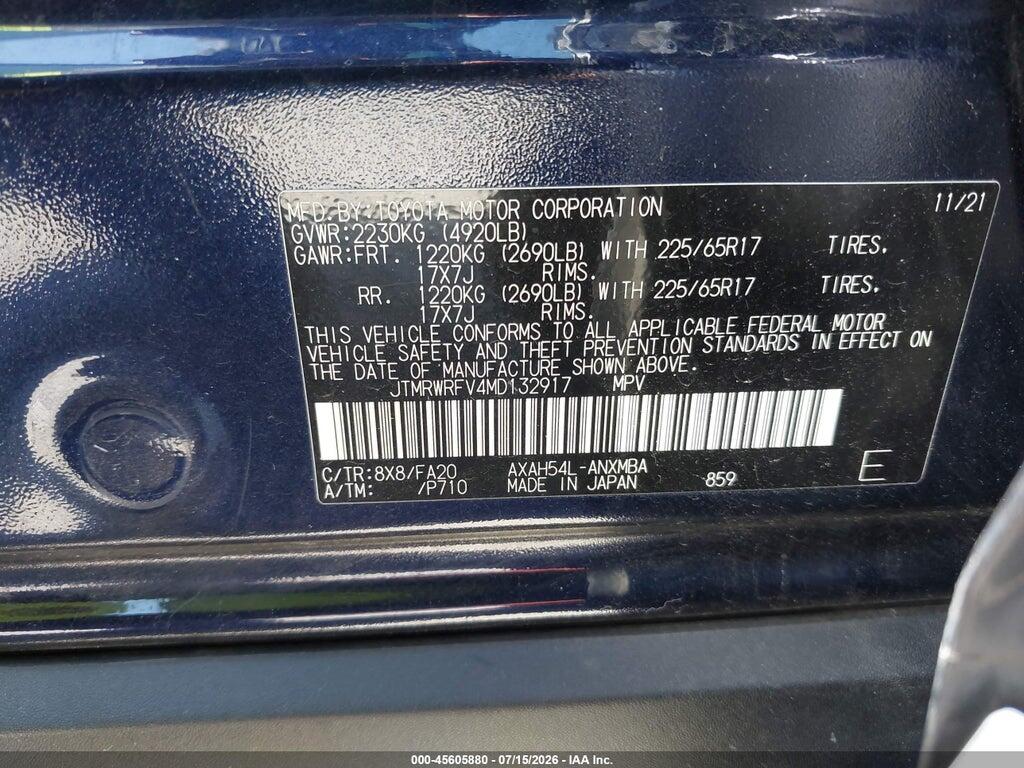 JTMRWRFV4MD132917 2021 TOYOTA RAV4 HYBRID photo no. 9