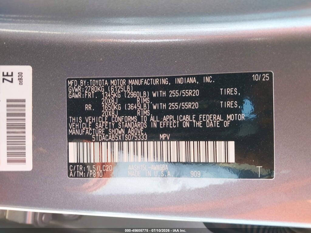 5TDACAB5XTS075333 2026 TOYOTA GRAND HIGHLANDER HYBRID photo no. 9