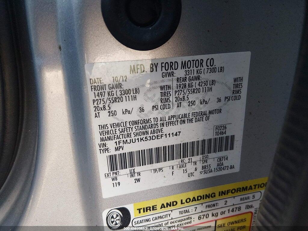 1FMJU1K53DEF11147 2013 FORD EXPEDITION photo no. 9