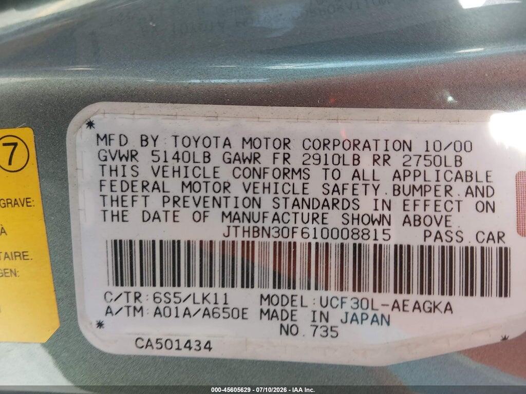 JTHBN30F610008815 2001 LEXUS LS 430 photo no. 9