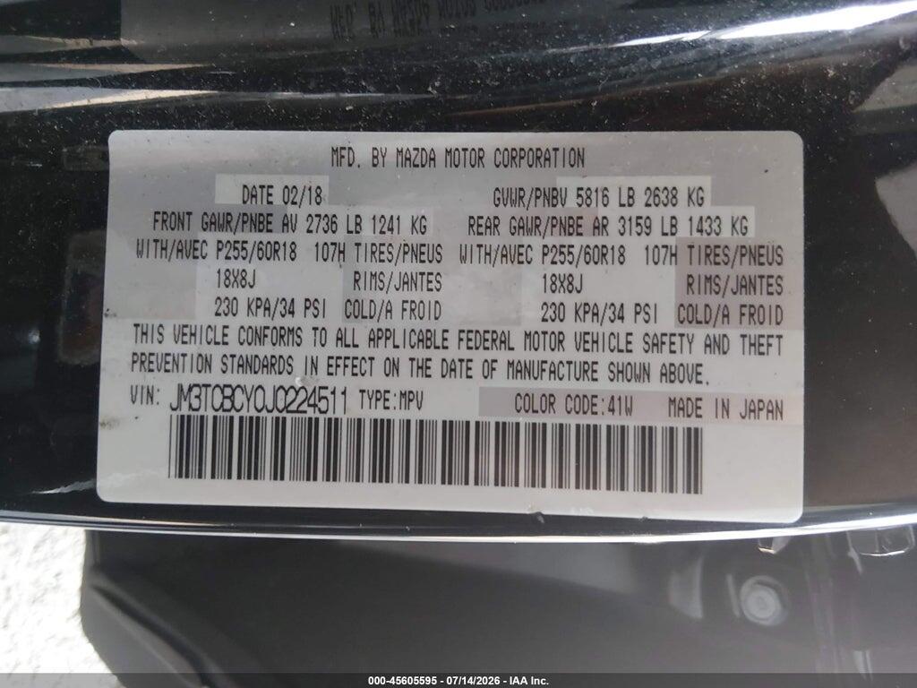 JM3TCBCY0J0224511 2018 MAZDA CX-9 photo no. 9