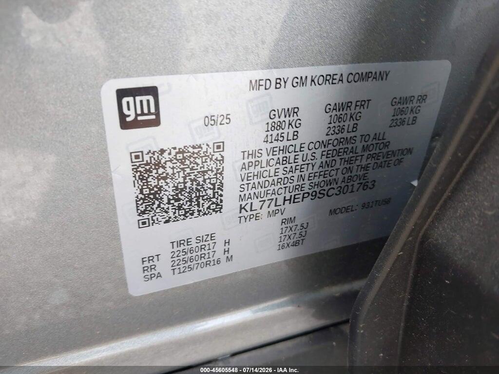 KL77LHEP9SC301763 2025 CHEVROLET TRAX photo no. 9