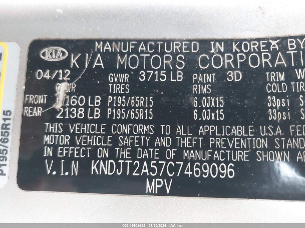 KNDJT2A57C7469096 2012 KIA SOUL photo no. 9
