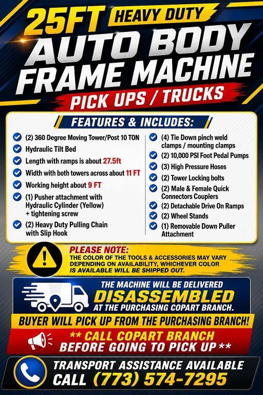 2023 25 FEET LONG TWO POST HEAVY DUTY FRAME MACHINE PICK UPS/TRUCKS — Фото 10 из 10