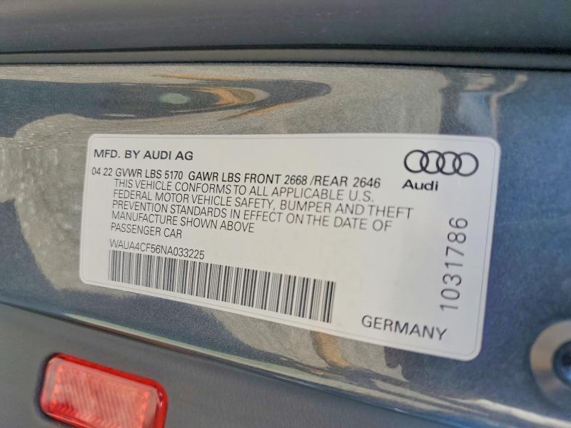 WAUA4CF56NA033225 2022 AUDI S5 photo no. 12
