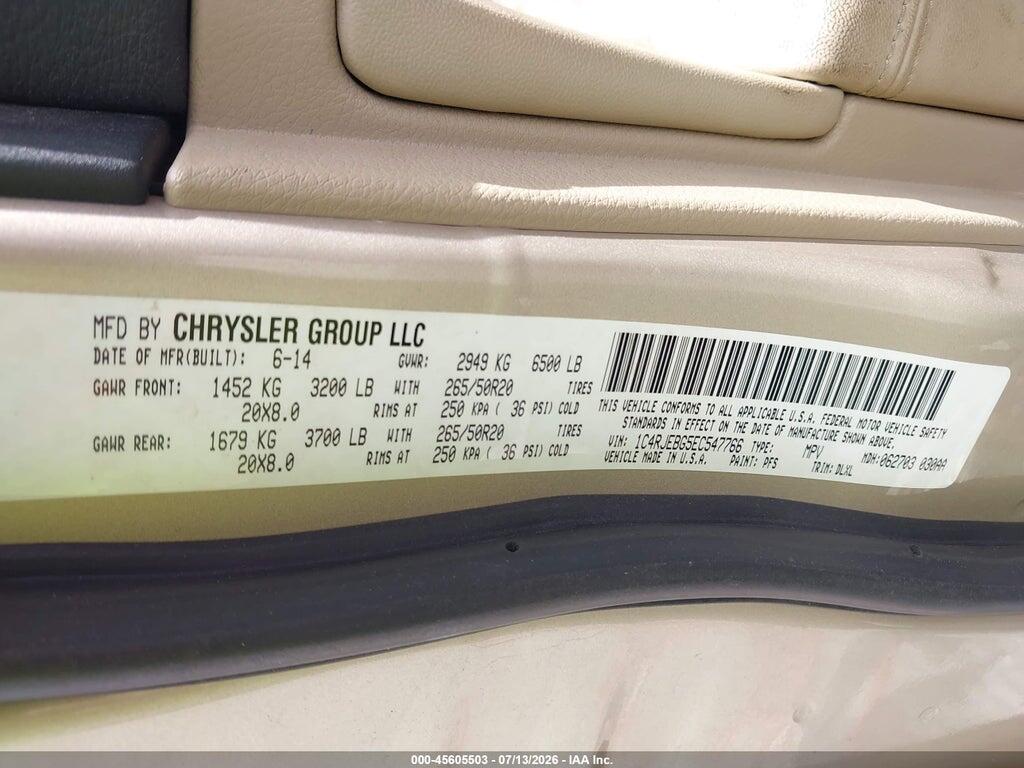 1C4RJEBG5EC547766 2014 JEEP GRAND CHEROKEE photo no. 9