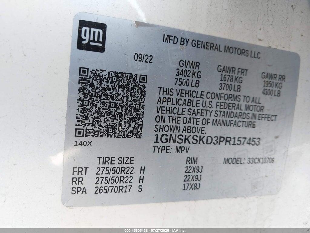 1GNSKSKD3PR157453 2023 CHEVROLET TAHOE photo no. 9
