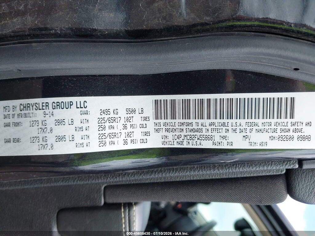1C4PJMCB2FW558681 2015 JEEP CHEROKEE photo no. 9