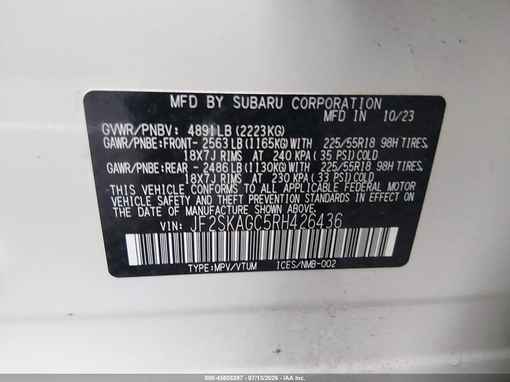 JF2SKAGC5RH426436 2024 SUBARU FORESTER photo no. 9