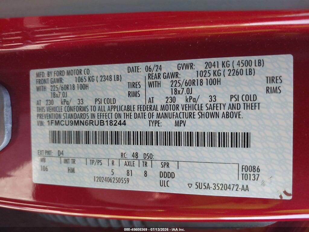 1FMCU9MN6RUB18244 2024 FORD ESCAPE photo no. 9