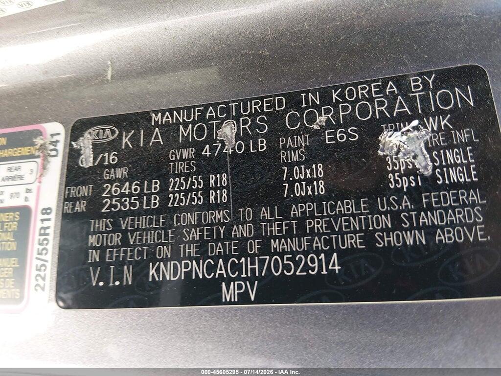 KNDPNCAC1H7052914 2017 KIA SPORTAGE photo no. 9