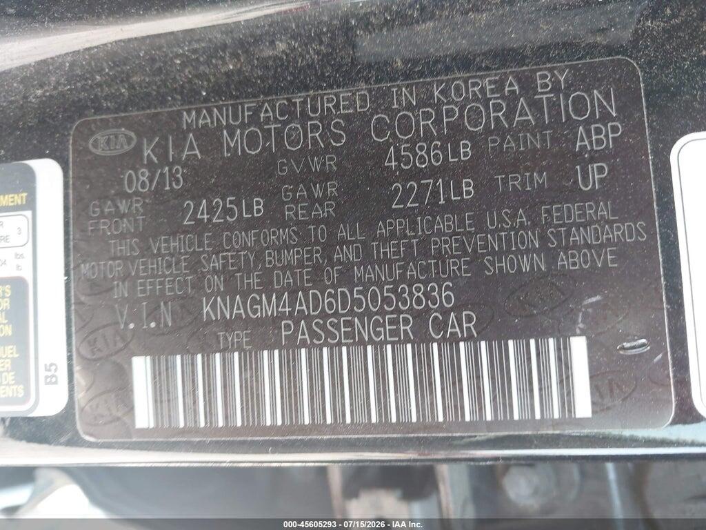 KNAGM4AD6D5053836 2013 KIA OPTIMA HYBRID photo no. 9
