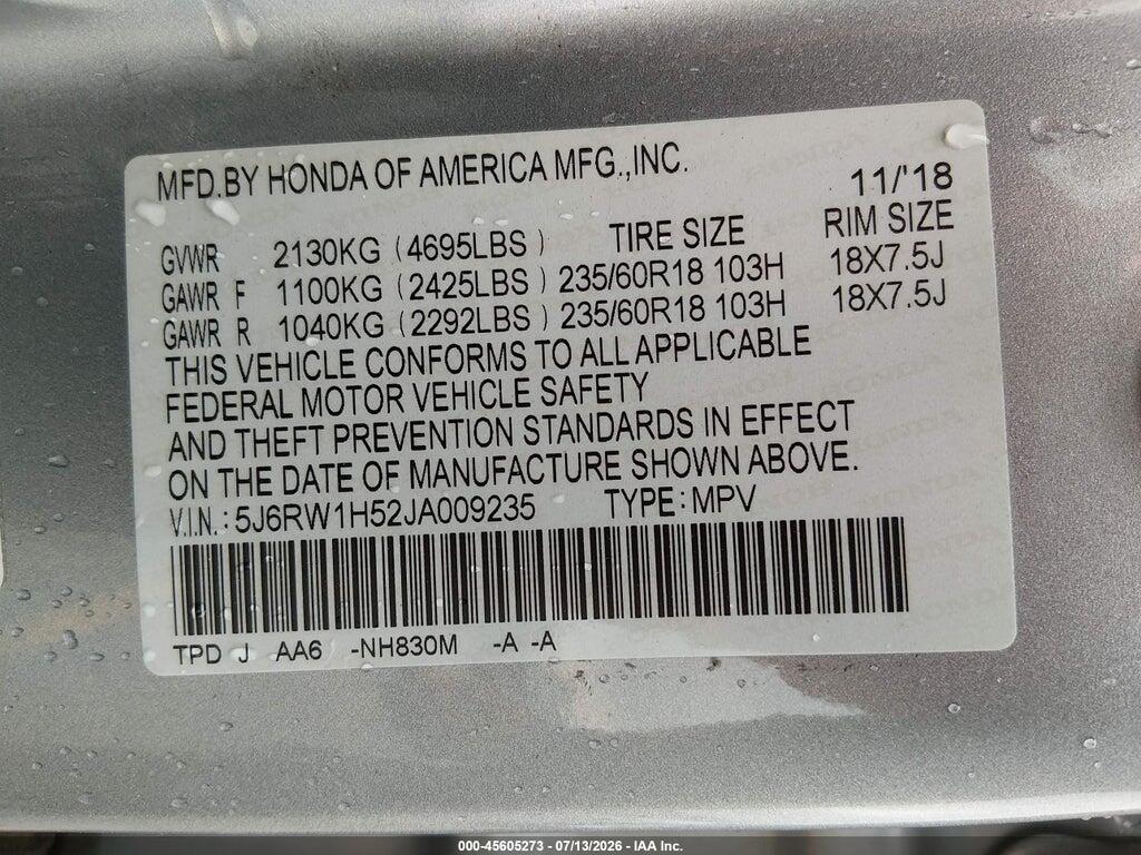 5J6RW1H52JA009235 2018 HONDA CR-V photo no. 9