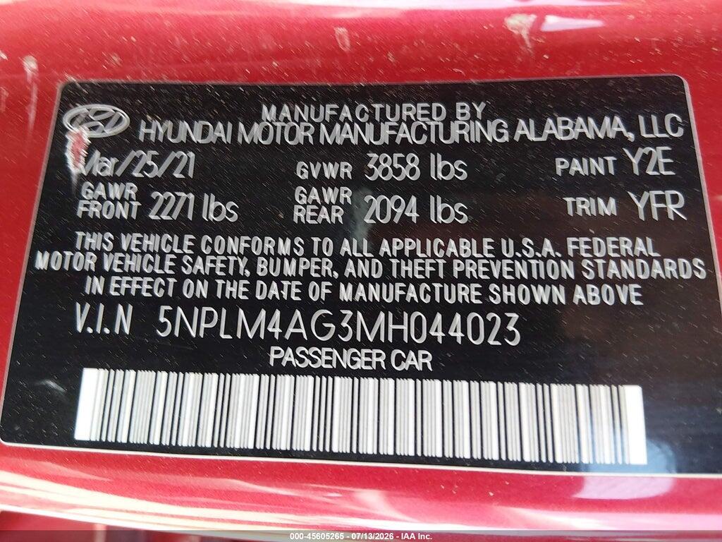 5NPLM4AG3MH044023 2021 HYUNDAI ELANTRA photo no. 9