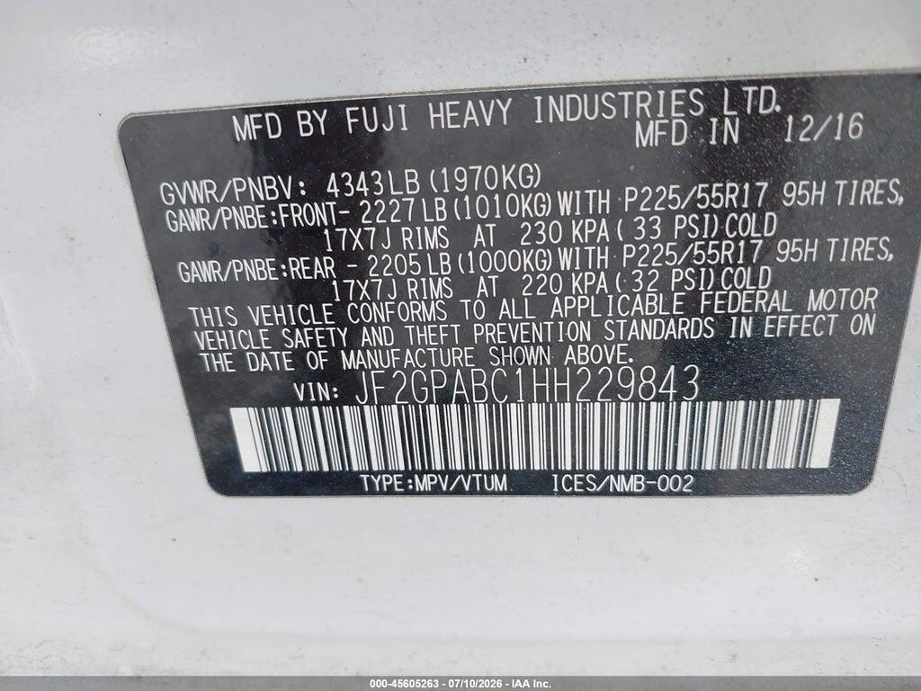 JF2GPABC1HH229843 2017 SUBARU CROSSTREK photo no. 9