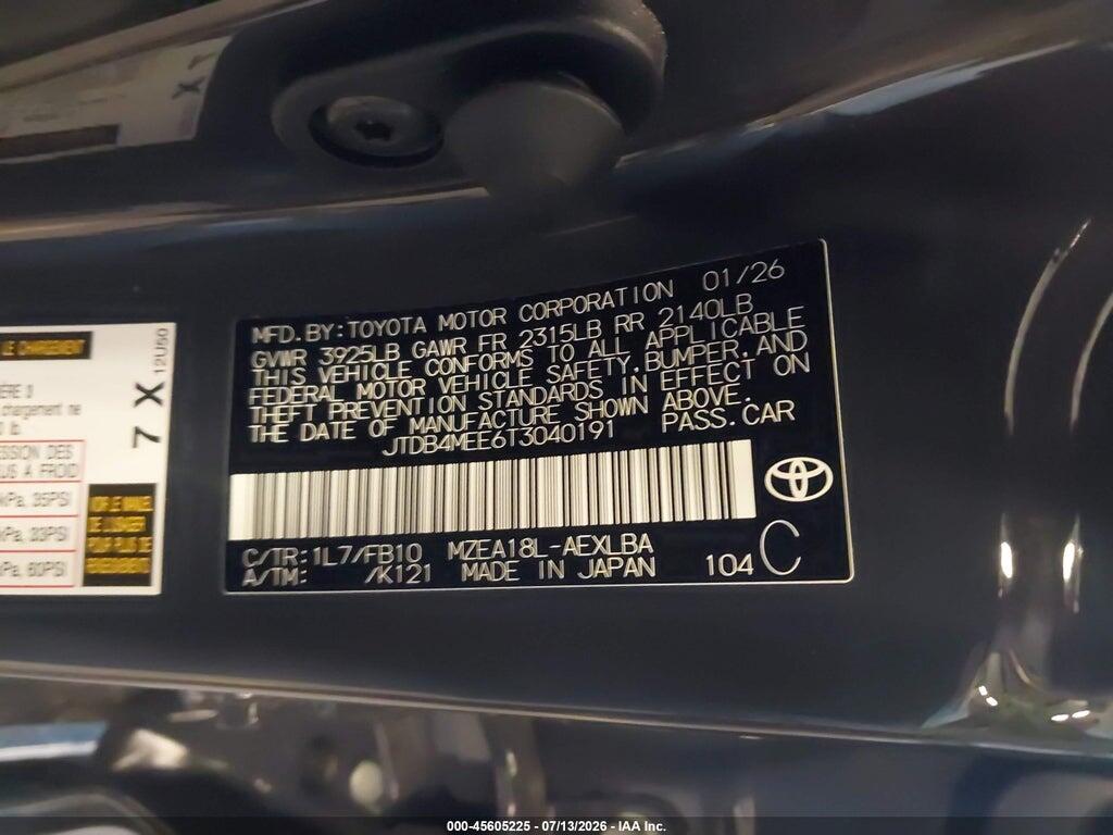 JTDB4MEE6T3040191 2026 TOYOTA COROLLA photo no. 9