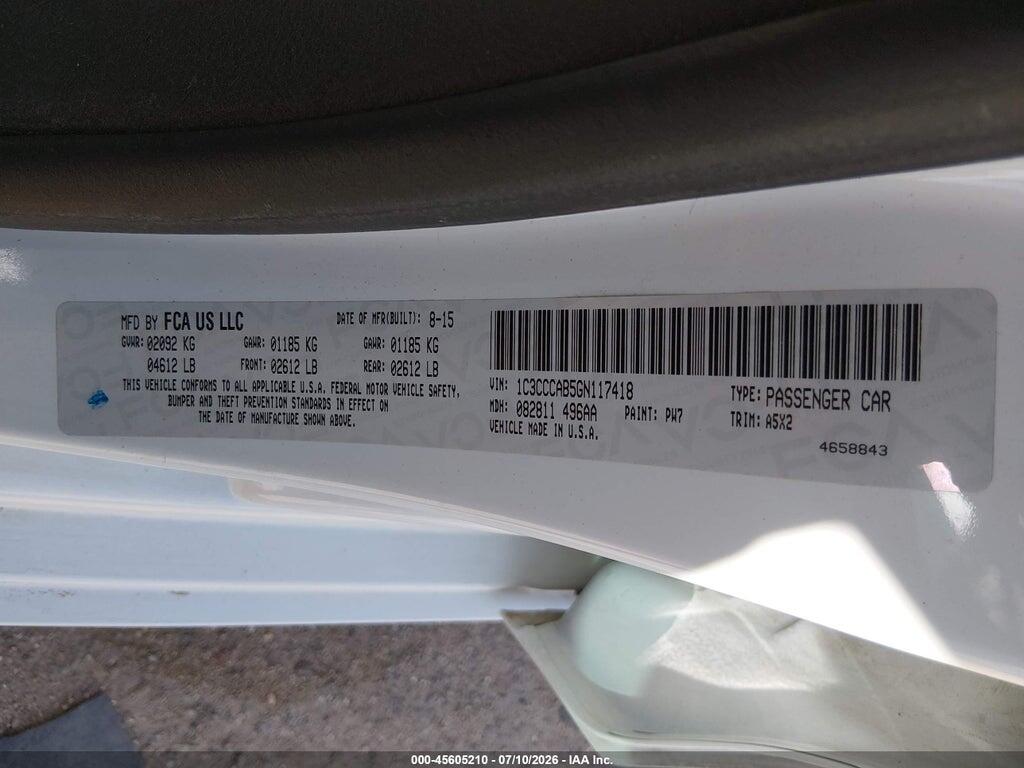 1C3CCCAB5GN117418 2016 CHRYSLER 200 photo no. 9
