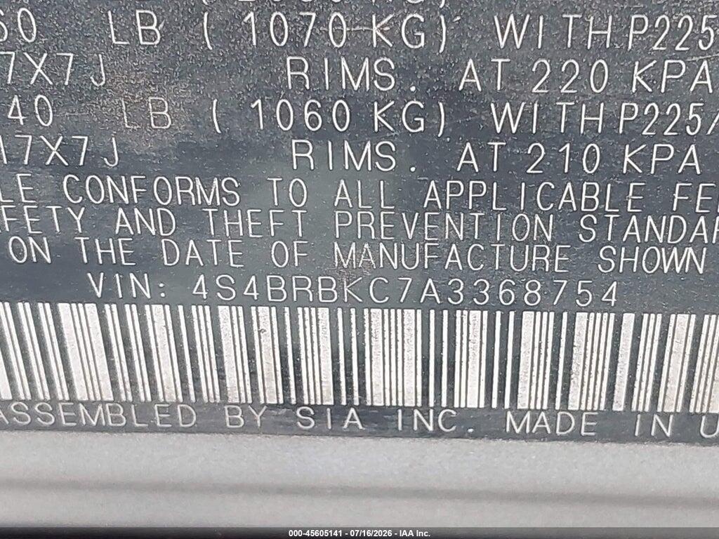 4S4BRBKC7A3368754 2010 SUBARU OUTBACK photo no. 9