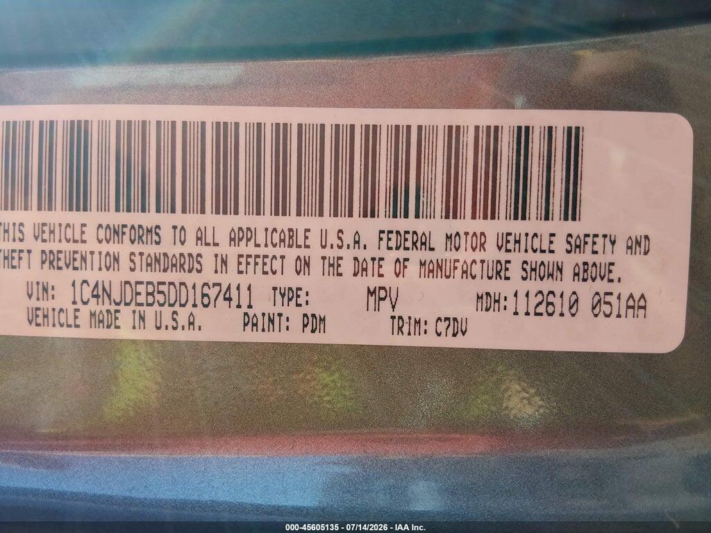 1C4NJDEB5DD167411 2013 JEEP COMPASS photo no. 9