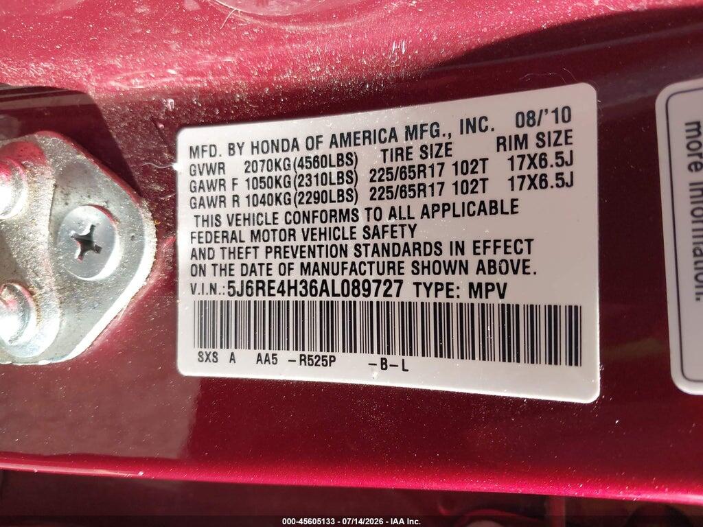 5J6RE4H36AL089727 2010 HONDA CR-V photo no. 9