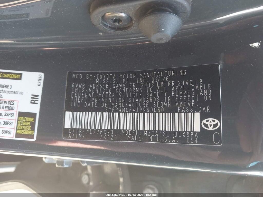 5YFP4MCE4TP269050 2026 TOYOTA COROLLA photo no. 9