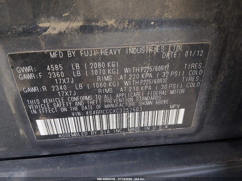 4S4BRCCCXC3252603 2012 SUBARU OUTBACK photo no. 9