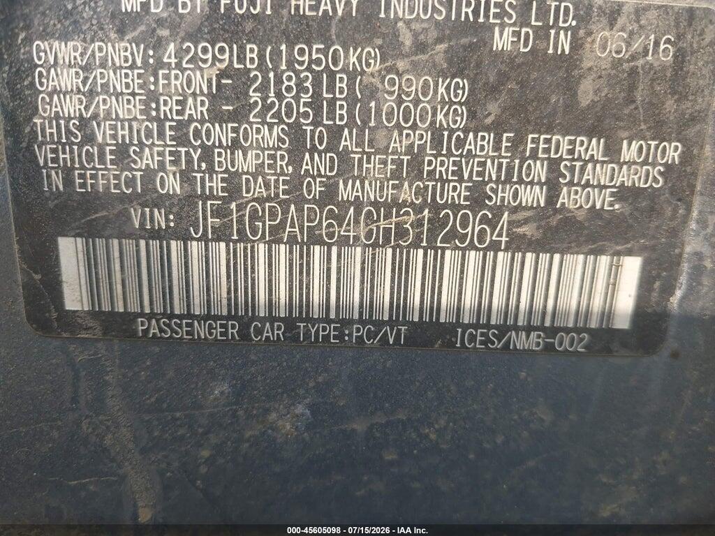 JF1GPAP64GH312964 2016 SUBARU IMPREZA photo no. 9