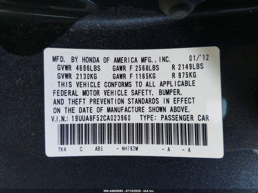 19UUA8F52CA023960 2012 ACURA TL photo no. 9