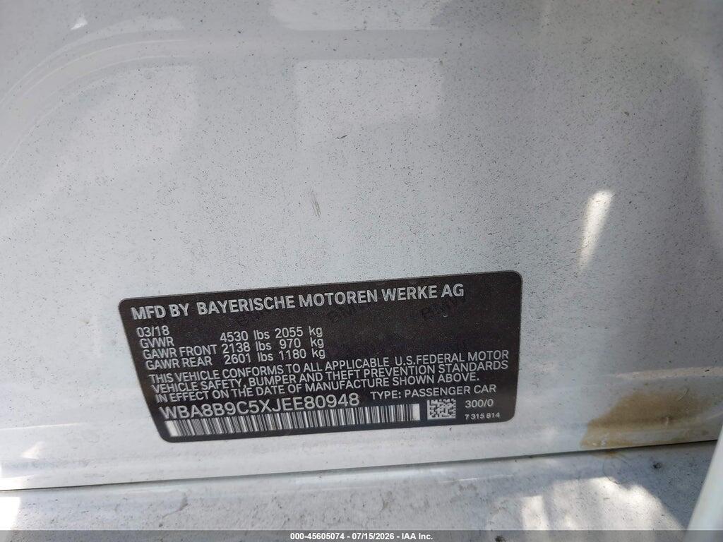 WBA8B9C5XJEE80948 2018 BMW 330I photo no. 9