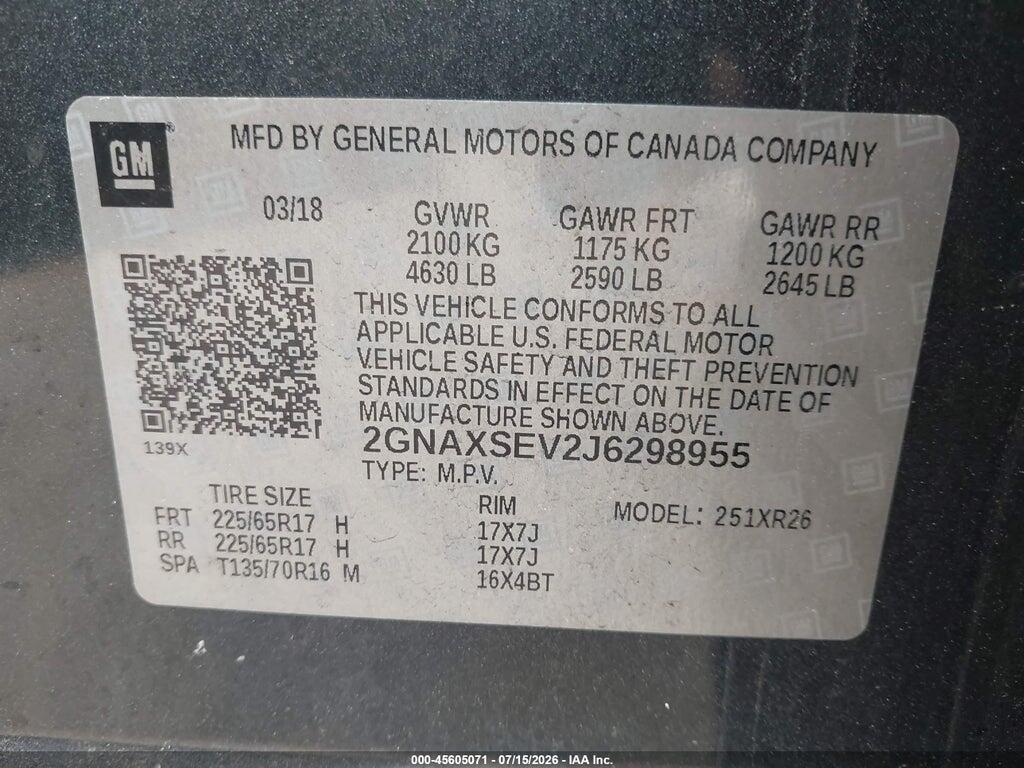 2GNAXSEV2J6298955 2018 CHEVROLET EQUINOX photo no. 8