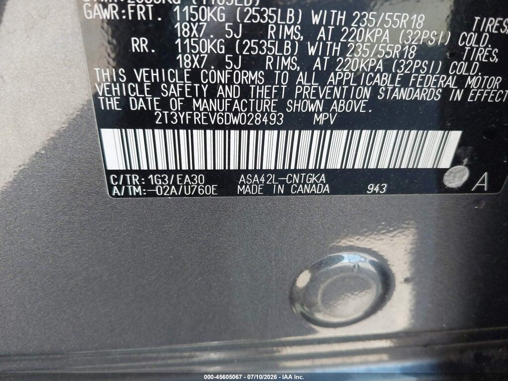 2T3YFREV6DW028493 2013 TOYOTA RAV4 photo no. 9