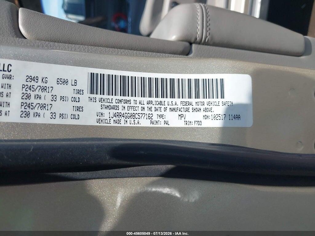 1J4RR4GG0BC577162 2011 JEEP GRAND CHEROKEE photo no. 9