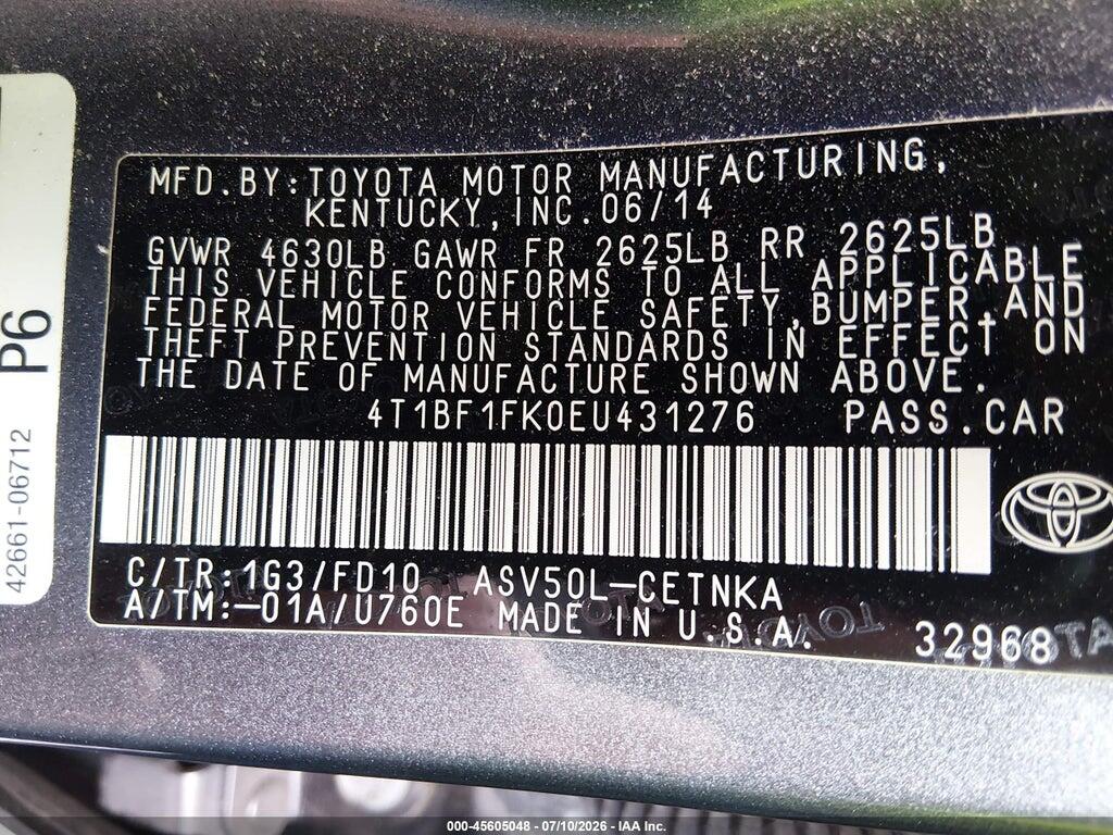 4T1BF1FK0EU431276 2014 TOYOTA CAMRY photo no. 9