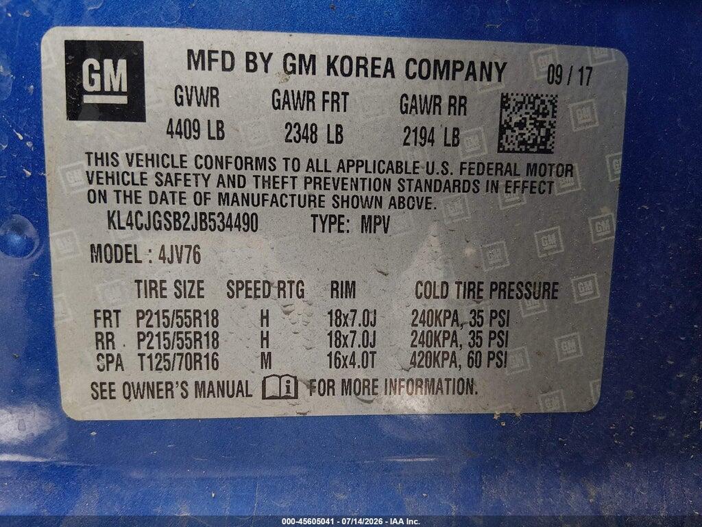 KL4CJGSB2JB534490 2018 BUICK ENCORE photo no. 9