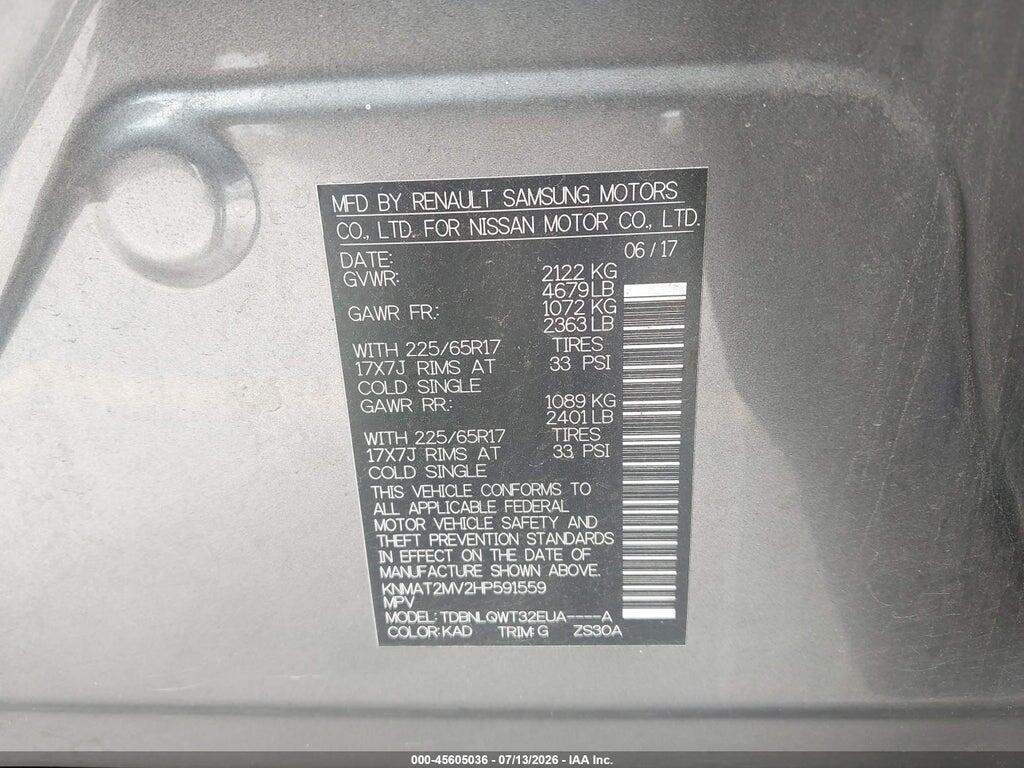 KNMAT2MV2HP591559 2017 NISSAN ROGUE photo no. 9