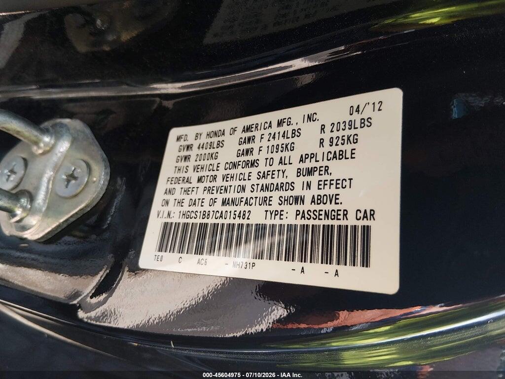 1HGCS1B87CA015482 2012 HONDA ACCORD photo no. 9