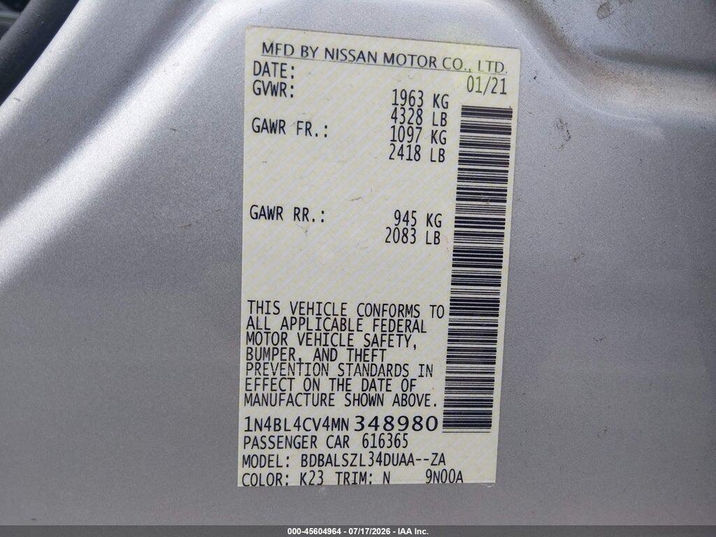 1N4BL4CV4MN348980 2021 NISSAN ALTIMA photo no. 9