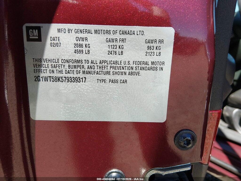 2G1WT58K579339317 2007 CHEVROLET IMPALA photo no. 9
