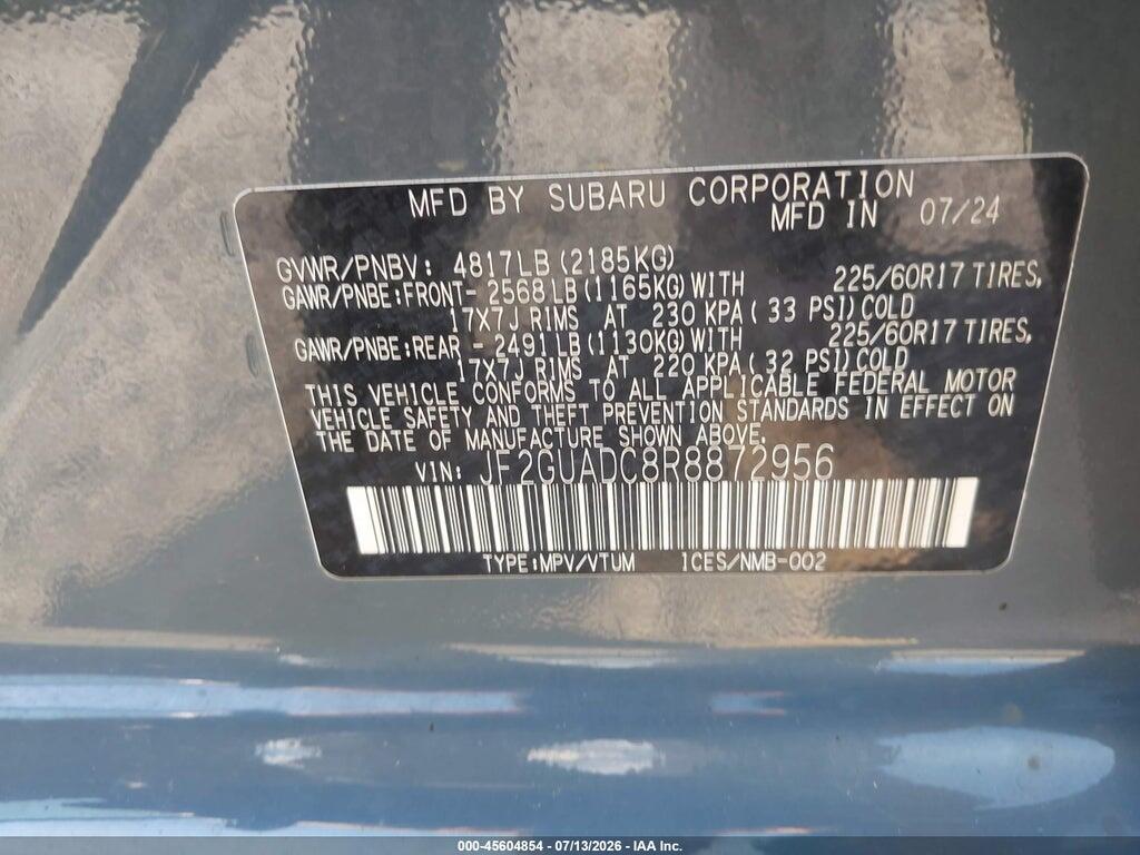 JF2GUADC8R8872956 2024 SUBARU CROSSTREK photo no. 9