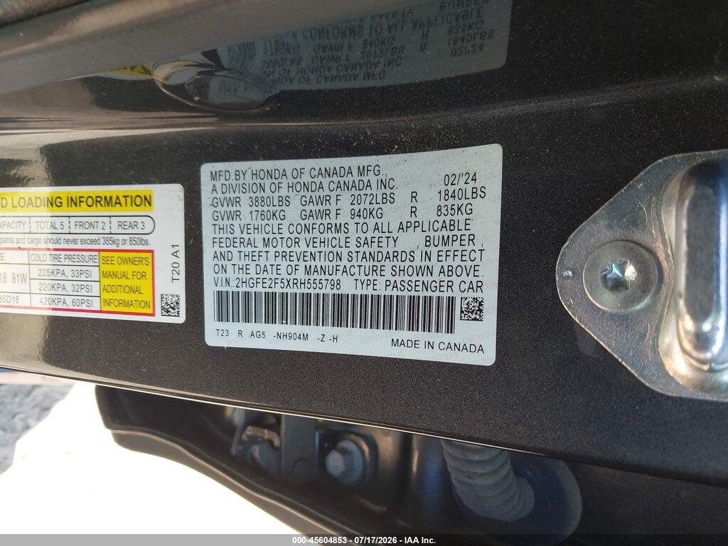 2HGFE2F5XRH555798 2024 HONDA CIVIC photo no. 9