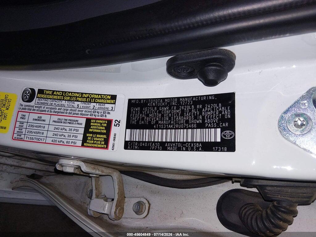 4T1S31AK2RU075466 2024 TOYOTA CAMRY HYBRID photo no. 9