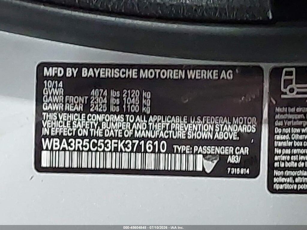 WBA3R5C53FK371610 2015 BMW 435I photo no. 9