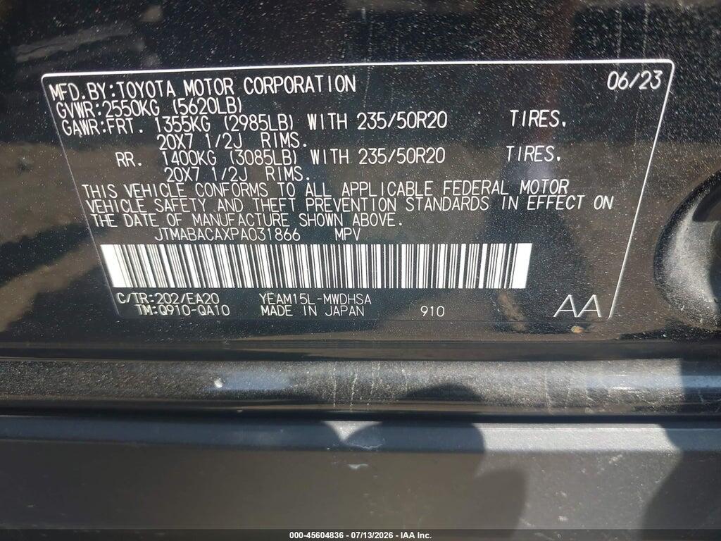 JTMABACAXPA031866 2023 TOYOTA BZ4X photo no. 9