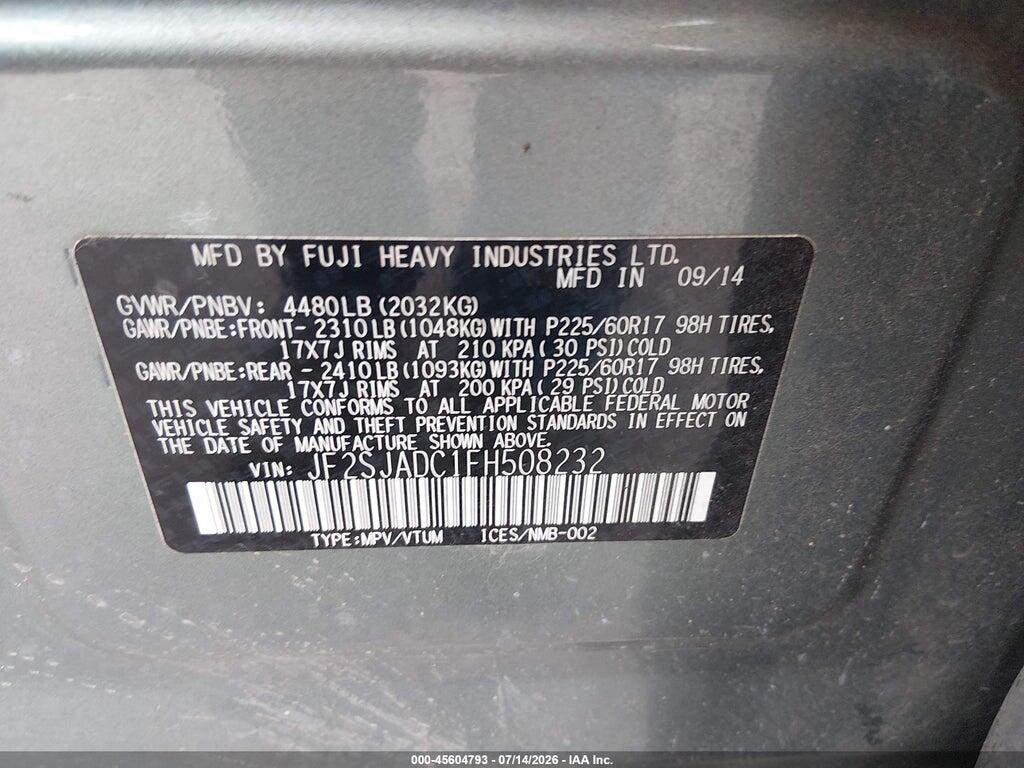 JF2SJADC1FH508232 2015 SUBARU FORESTER photo no. 9