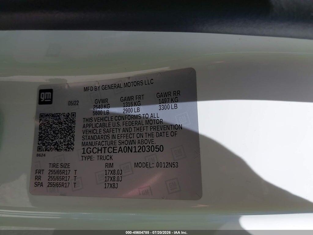 1GCHTCEA0N1203050 2022 CHEVROLET COLORADO photo no. 9