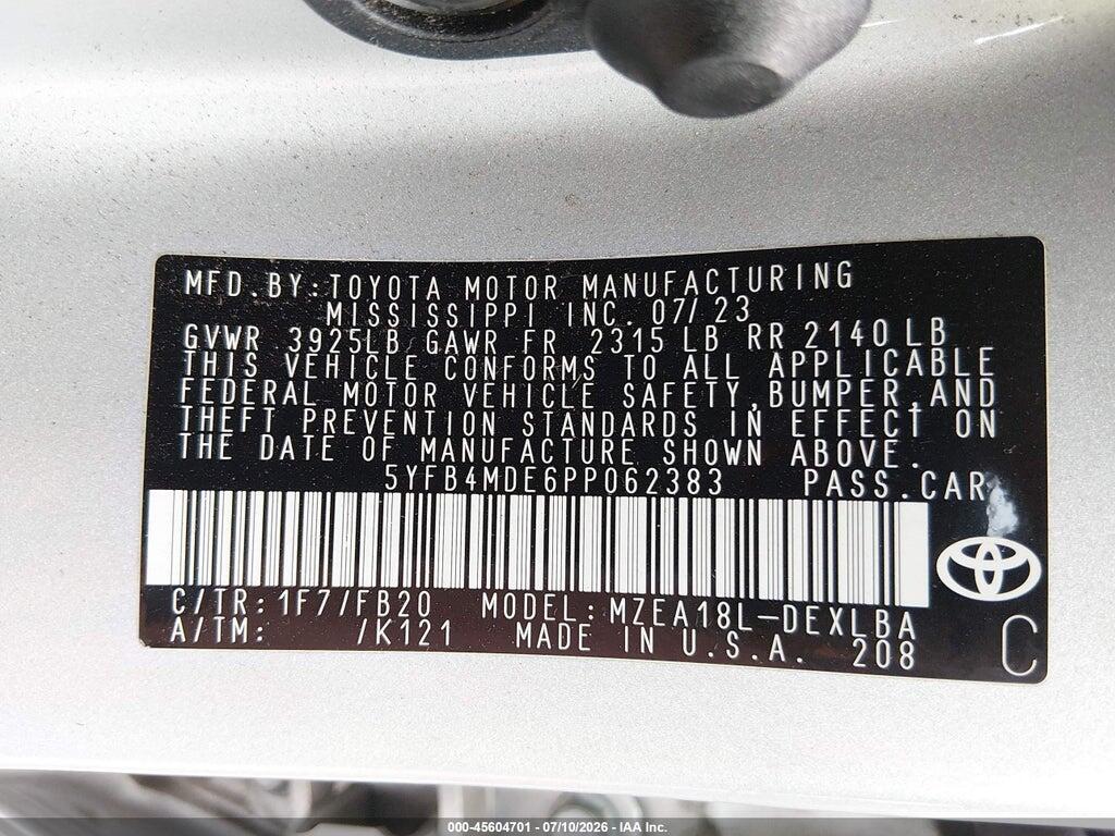 5YFB4MDE6PP062383 2023 TOYOTA COROLLA photo no. 9