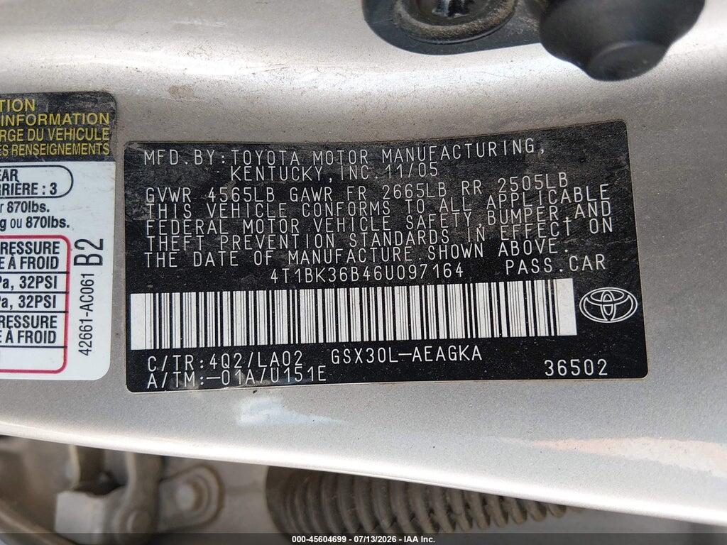 4T1BK36B46U097164 2006 TOYOTA AVALON photo no. 9