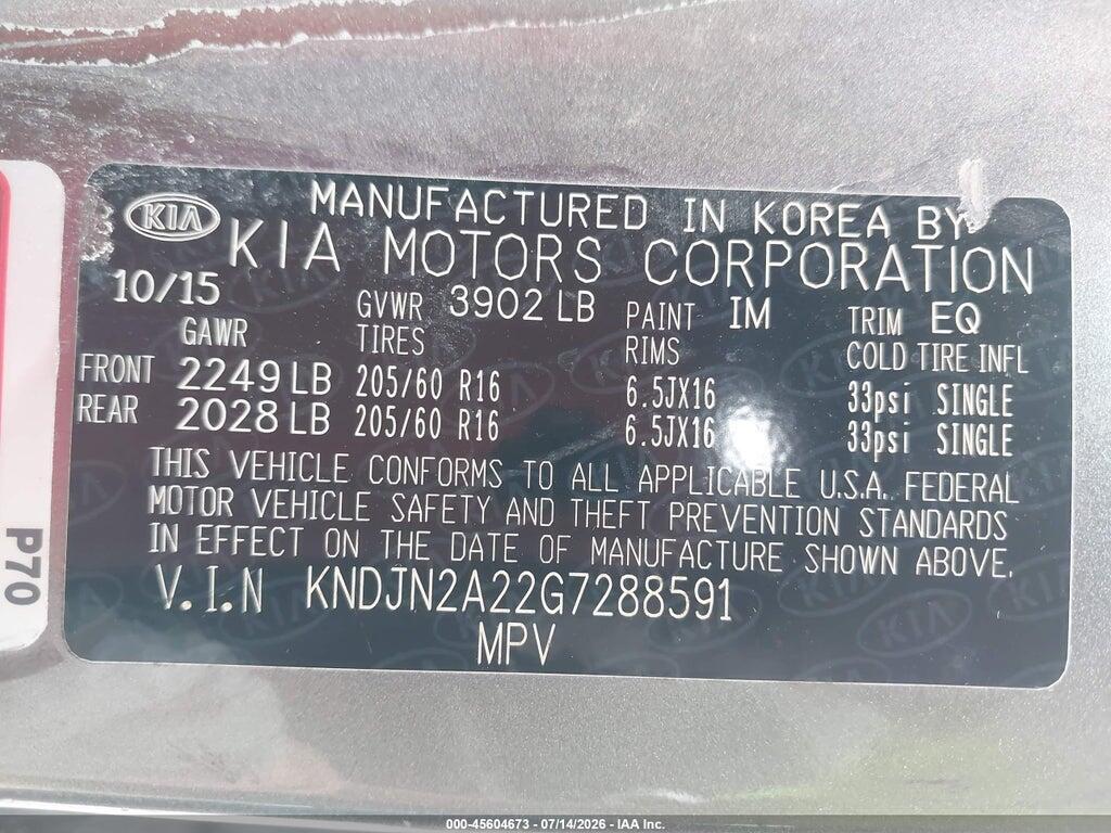KNDJN2A22G7288591 2016 KIA SOUL photo no. 9