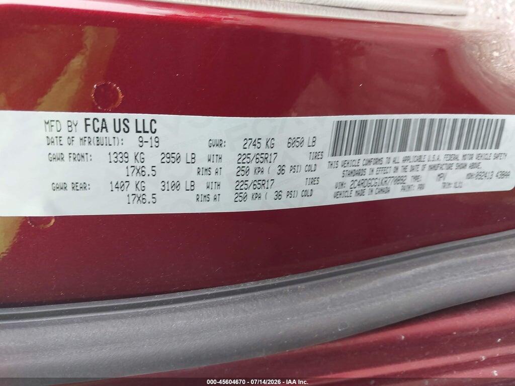 2C4RDGCG1KR770892 2019 DODGE GRAND CARAVAN photo no. 9